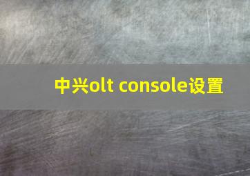 中兴olt console设置