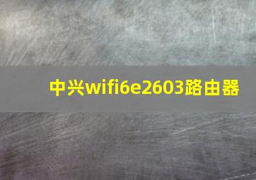 中兴wifi6e2603路由器