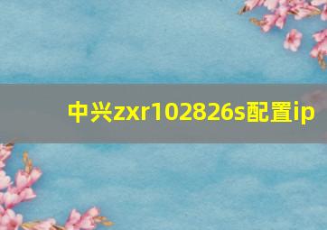 中兴zxr102826s配置ip