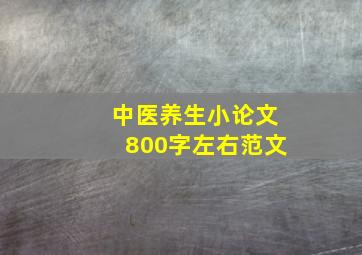 中医养生小论文800字左右范文