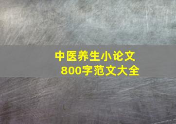 中医养生小论文800字范文大全