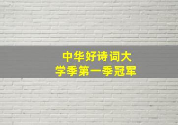 中华好诗词大学季第一季冠军