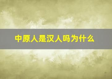 中原人是汉人吗为什么