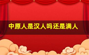 中原人是汉人吗还是满人