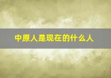 中原人是现在的什么人