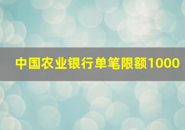 中国农业银行单笔限额1000