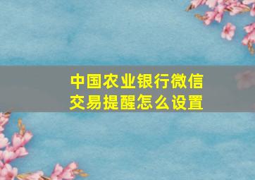 中国农业银行微信交易提醒怎么设置