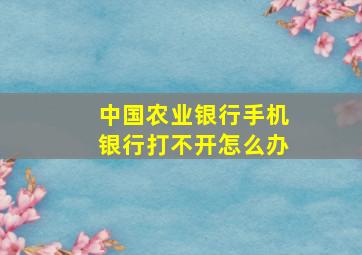 中国农业银行手机银行打不开怎么办