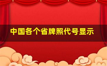 中国各个省牌照代号显示