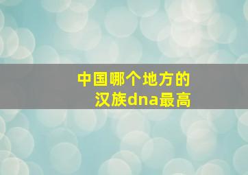 中国哪个地方的汉族dna最高