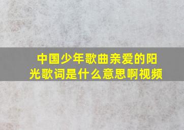 中国少年歌曲亲爱的阳光歌词是什么意思啊视频