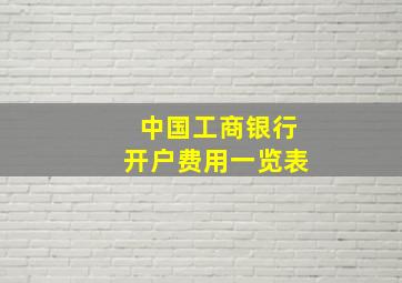 中国工商银行开户费用一览表