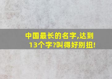 中国最长的名字,达到13个字?叫得好别扭!