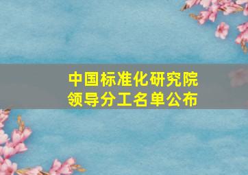 中国标准化研究院领导分工名单公布