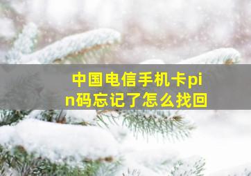 中国电信手机卡pin码忘记了怎么找回