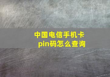 中国电信手机卡pin码怎么查询