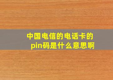 中国电信的电话卡的pin码是什么意思啊