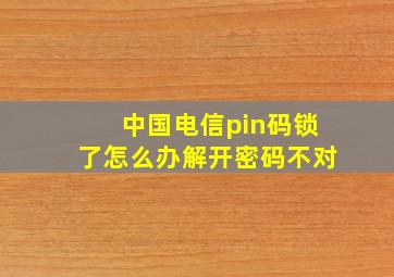 中国电信pin码锁了怎么办解开密码不对