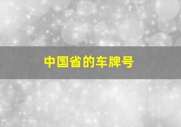 中国省的车牌号