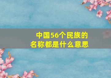 中国56个民族的名称都是什么意思