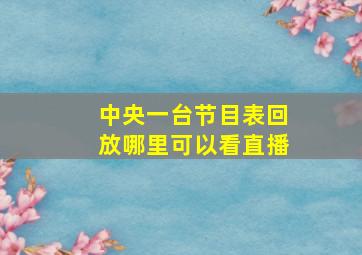 中央一台节目表回放哪里可以看直播