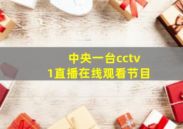 中央一台cctv1直播在线观看节目