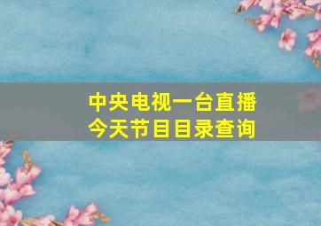 中央电视一台直播今天节目目录查询