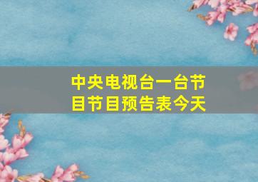 中央电视台一台节目节目预告表今天