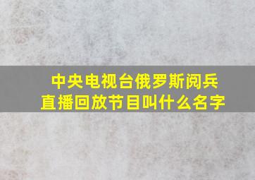 中央电视台俄罗斯阅兵直播回放节目叫什么名字