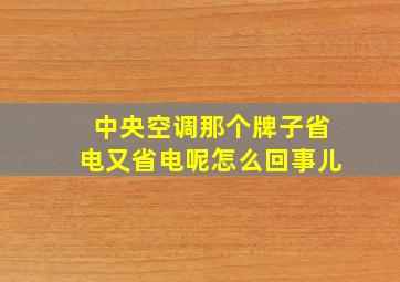 中央空调那个牌子省电又省电呢怎么回事儿