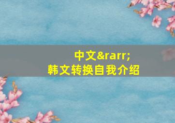 中文→韩文转换自我介绍