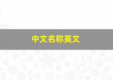 中文名称英文