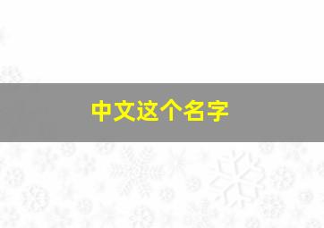 中文这个名字