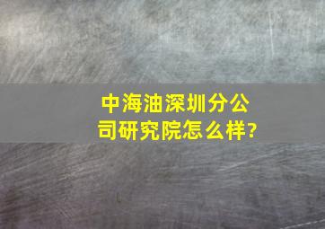 中海油深圳分公司研究院怎么样?