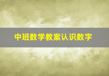 中班数学教案认识数字