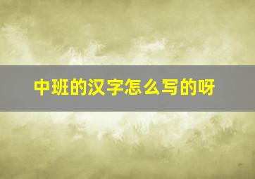 中班的汉字怎么写的呀