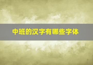 中班的汉字有哪些字体