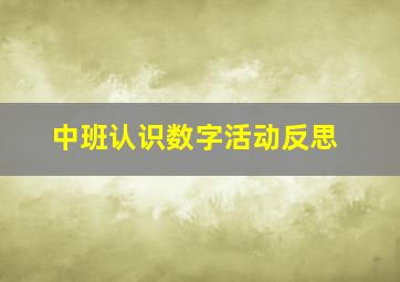 中班认识数字活动反思