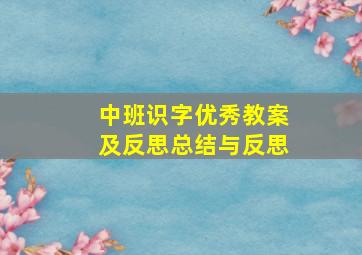 中班识字优秀教案及反思总结与反思