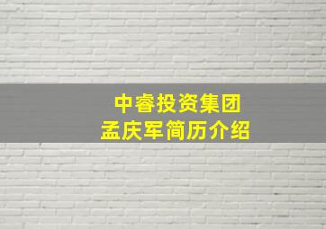 中睿投资集团孟庆军简历介绍