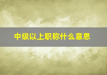 中级以上职称什么意思