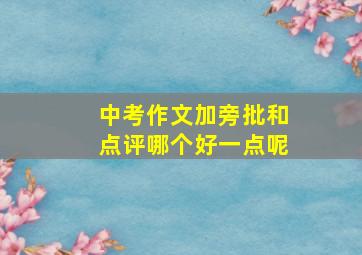 中考作文加旁批和点评哪个好一点呢