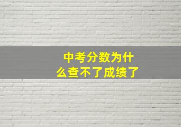 中考分数为什么查不了成绩了