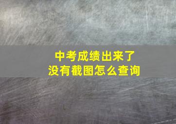 中考成绩出来了没有截图怎么查询