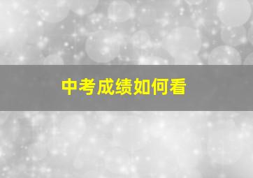 中考成绩如何看