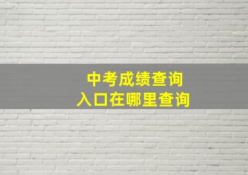 中考成绩查询入口在哪里查询