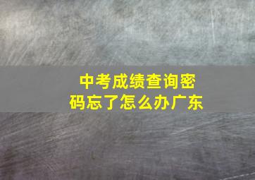 中考成绩查询密码忘了怎么办广东