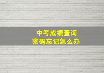 中考成绩查询密码忘记怎么办