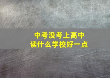 中考没考上高中读什么学校好一点