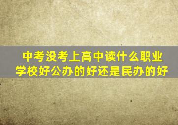 中考没考上高中读什么职业学校好公办的好还是民办的好